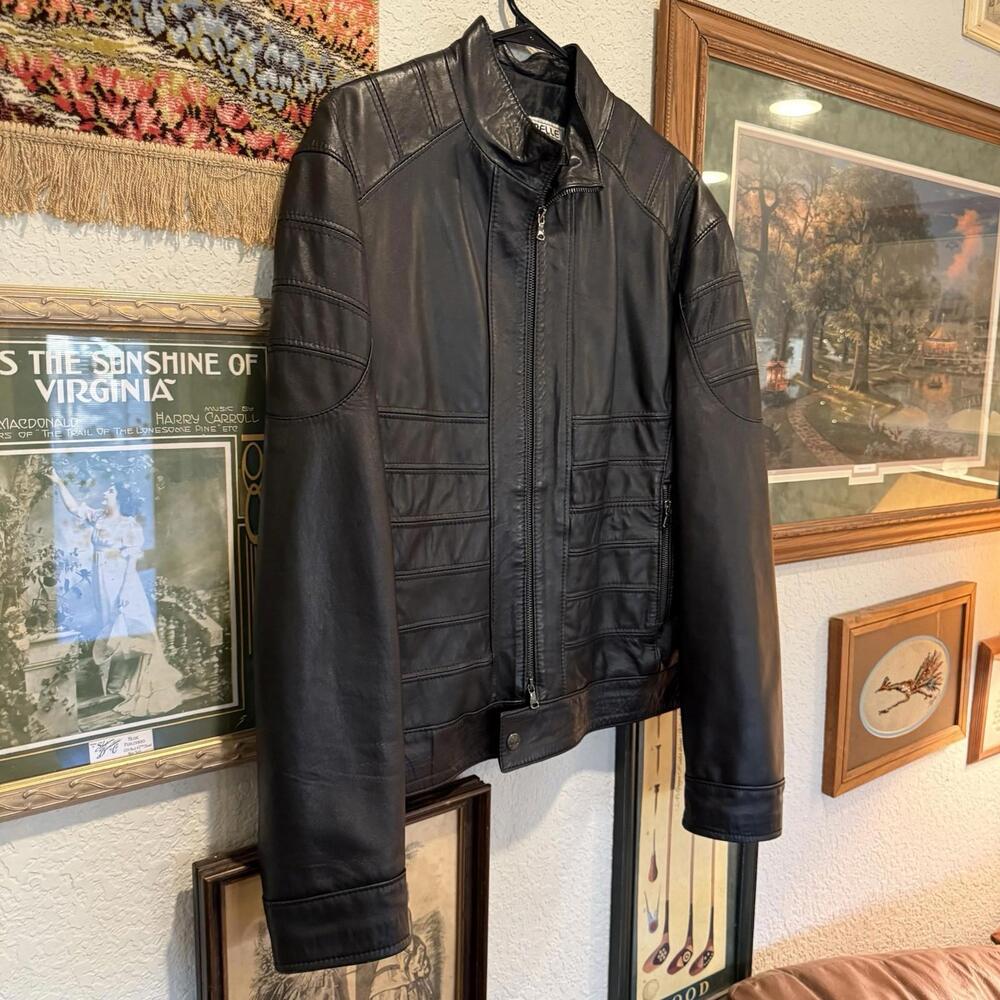 Vintage 80s‎ RARE Vera Pelle Italian Black Leather Bomber Jacket Size Women’s XL - Picture 2 of 7